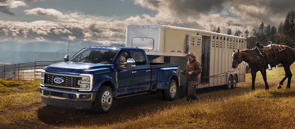 A truck pulling a trailer.