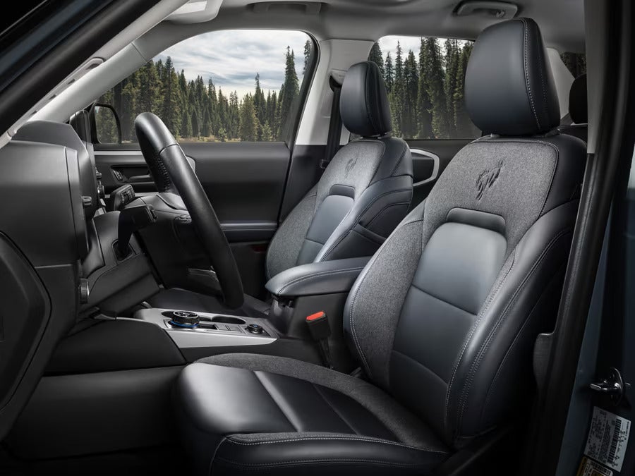 the driver's side interior of an suv