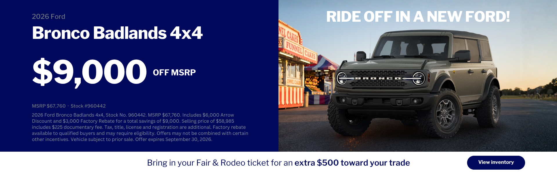 $9000 Savings on Ford Bronco at Arrow Ford in Abilene, TX
