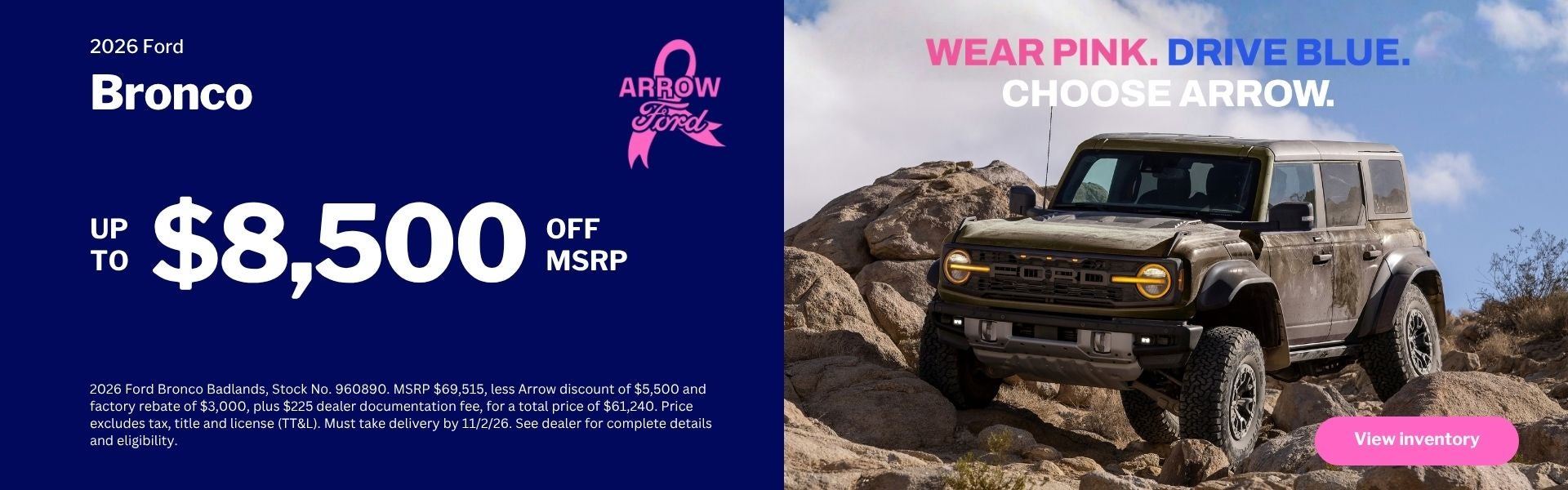 Save up to $8500 on Ford Bronco at Arrow Ford at Abilene, TX