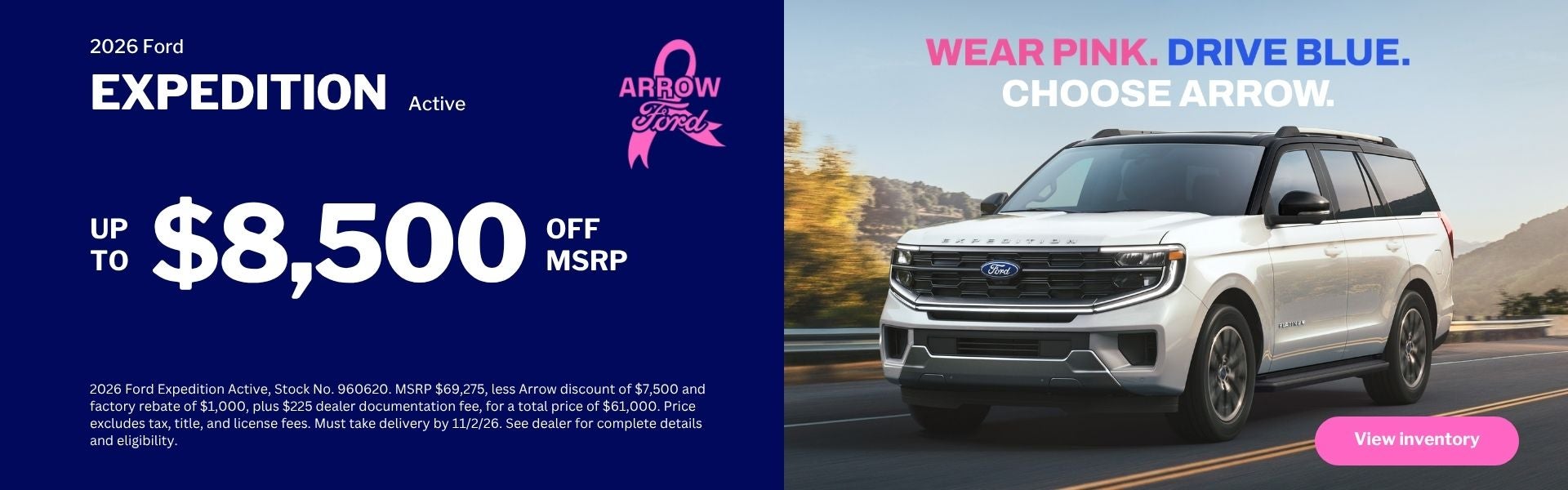 Save up to $8,500 on Ford Expedition at Arrow Ford