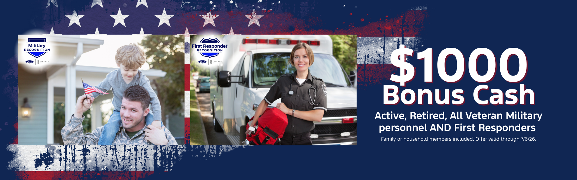 $1000 Bonus Cash for Military, Veterans, First Responders