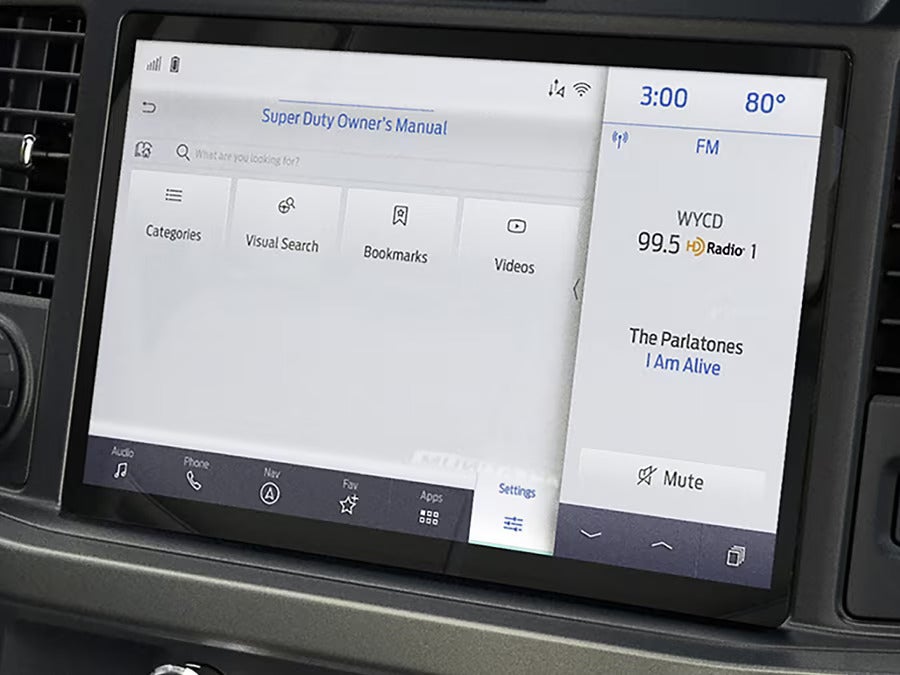 the infotainment displaying the owners manual to the 2025 ford super duty