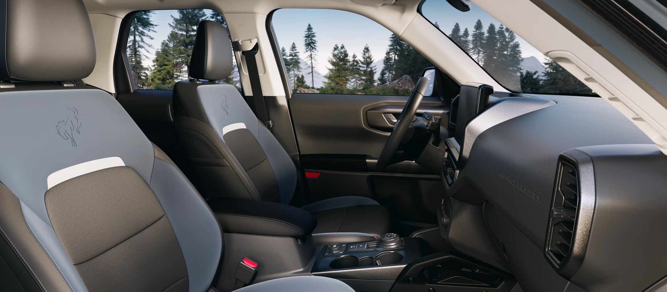 The interior design of a bronco sport.