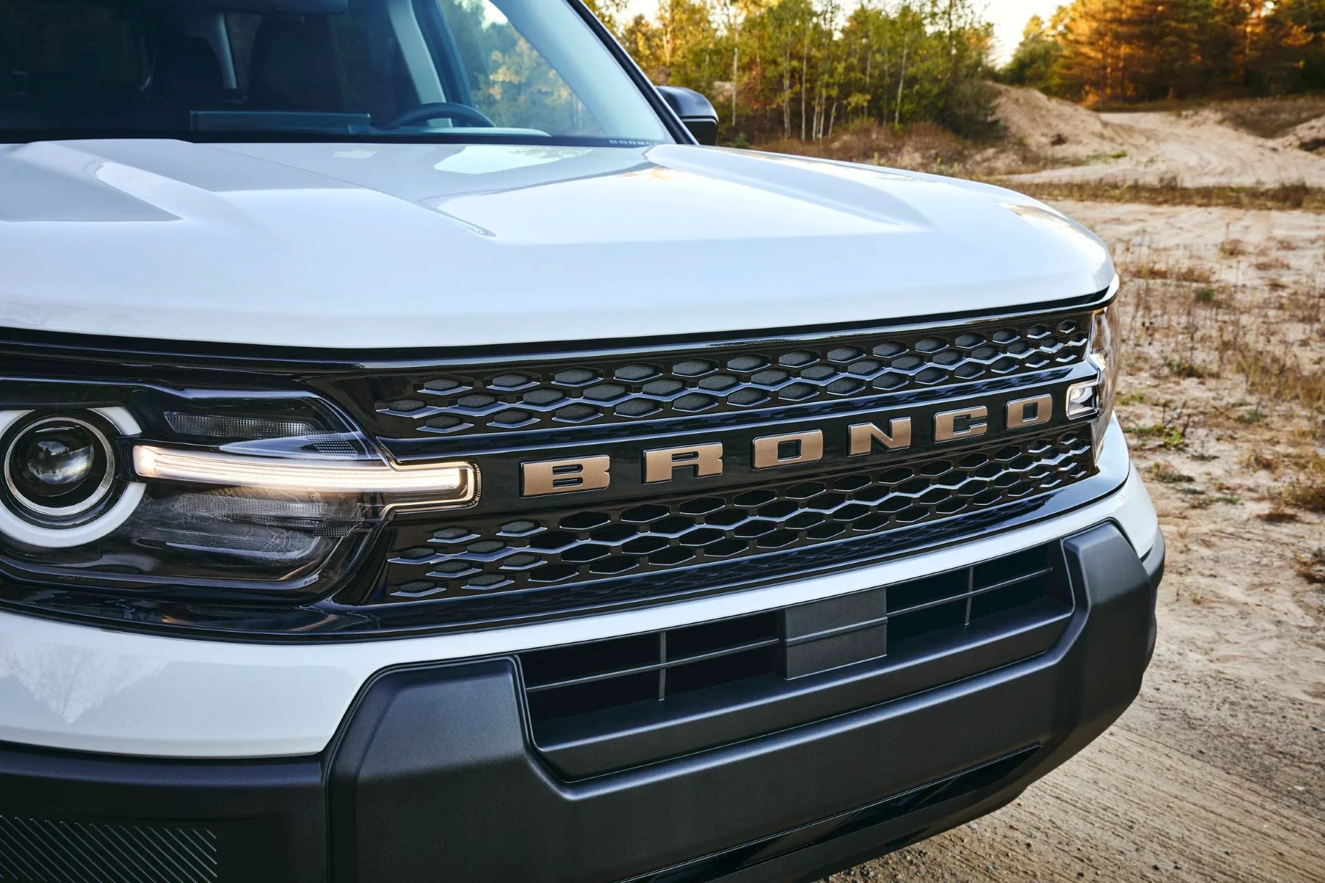 The front grill of a bronco sport.