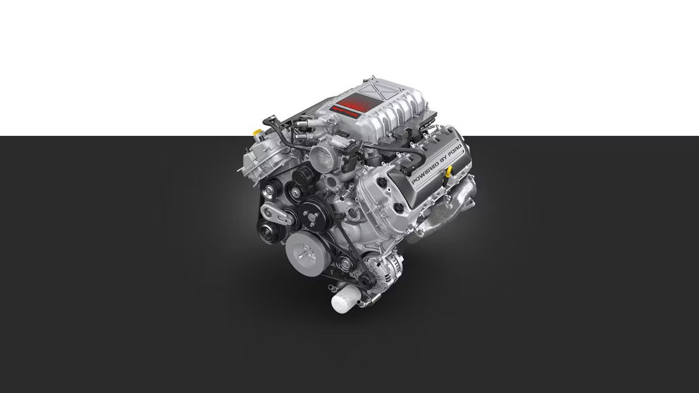 The engine of a ford f-150.