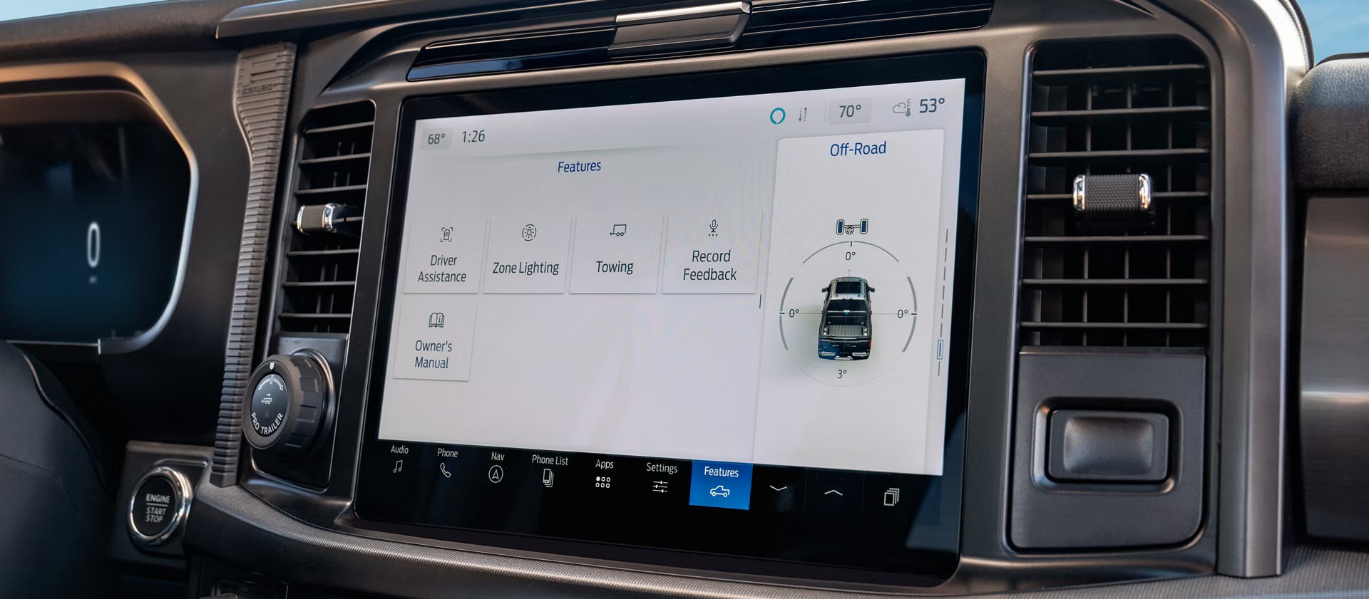 front dash of the 2026 ford F-150