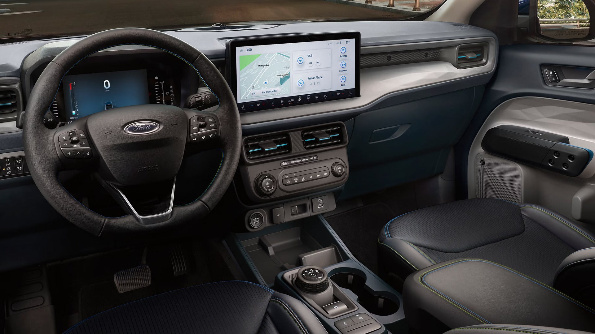an interior view of the infotainment system in the 2026 Ford Maverick